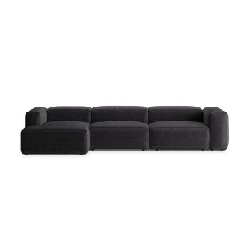 Coltar stanga 4 locuri, Bergamo, Cosmopolitan Design, 344x152x70 cm, catifea chenille raiata, gri