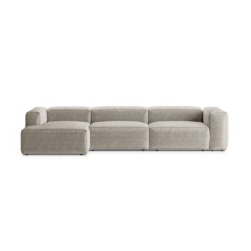 Coltar stanga 4 locuri, Bergamo, Cosmopolitan Design, 344x152x70 cm, catifea chenille raiata, ivoriu