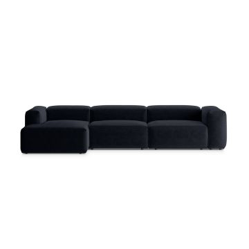 Coltar stanga 4 locuri, Bergamo, Cosmopolitan Design, 344x152x70 cm, tesatura structurata, albastru navy