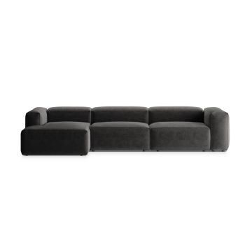 Coltar stanga 4 locuri, Bergamo, Cosmopolitan Design, 344x152x70 cm, tesatura structurata, grafit