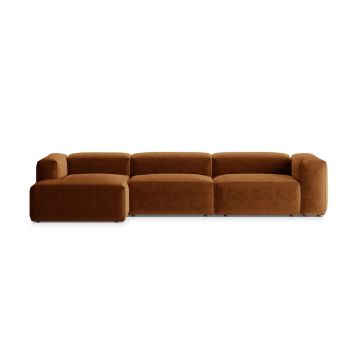 Coltar stanga 4 locuri, Bergamo, Cosmopolitan Design, 344x152x70 cm, tesatura structurata, gri maro