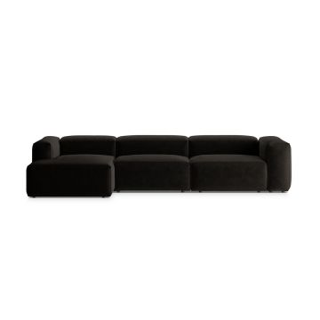 Coltar stanga 4 locuri, Bergamo, Cosmopolitan Design, 344x152x70 cm, tesatura structurata, negru