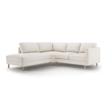 Coltar stanga 4 locuri, Eden, Micadoni, 267x234x90 cm, catifea, bej