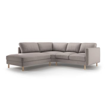 Coltar stanga 4 locuri, Eden, Micadoni, 267x234x90 cm, catifea, gri beton