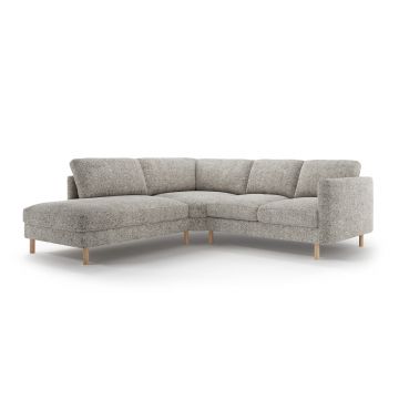 Coltar stanga 4 locuri, Eden, Micadoni, 267x234x90 cm, tesatura structurata, bej melange