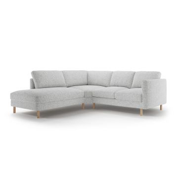 Coltar stanga 4 locuri, Eden, Micadoni, 267x234x90 cm, tesatura structurata, gri deschis melanj