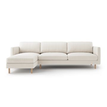 Coltar stanga 4 locuri, Eden, Micadoni, 286x150x90 cm, catifea, bej