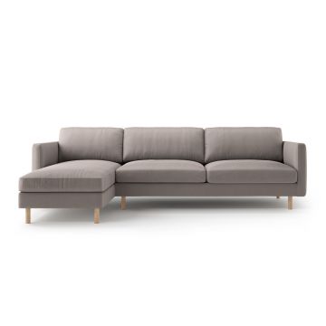 Coltar stanga 4 locuri, Eden, Micadoni, 286x150x90 cm, catifea, gri beton