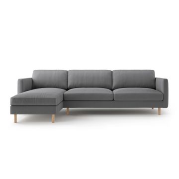 Coltar stanga 4 locuri, Eden, Micadoni, 286x150x90 cm, catifea, gri
