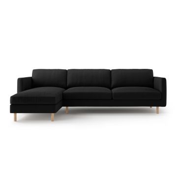 Coltar stanga 4 locuri, Eden, Micadoni, 286x150x90 cm, catifea, negru