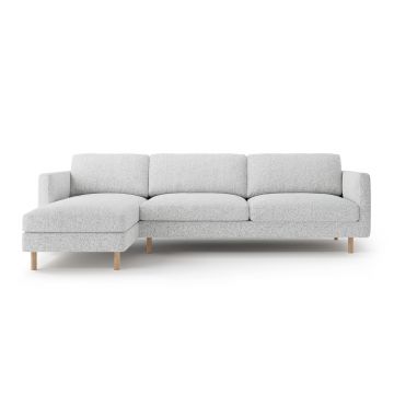 Coltar stanga 4 locuri, Eden, Micadoni, 286x150x90 cm, tesatura structurata, gri deschis melanj