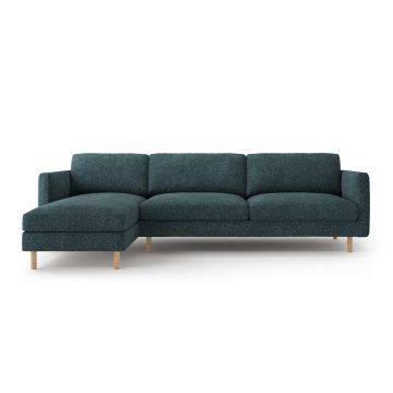 Coltar stanga 4 locuri, Eden, Micadoni, 286x150x90 cm, tesatura structurata, verde albastrui melanj