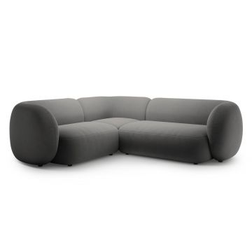 Coltar stanga 4 locuri, Kate, Micadoni, 252x220x76 cm, catifea, gri inchis