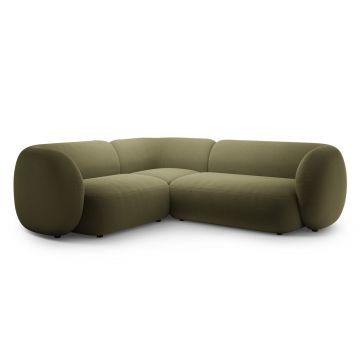 Coltar stanga 4 locuri, Kate, Micadoni, 252x220x76 cm, catifea, verde