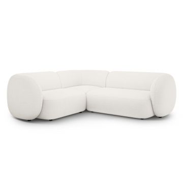 Coltar stanga 4 locuri, Kate, Micadoni, 252x220x76 cm, tesatura boucle, alb