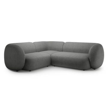 Coltar stanga 4 locuri, Kate, Micadoni, 252x220x76 cm, tesatura boucle, gri inchis
