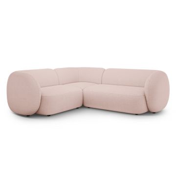 Coltar stanga 4 locuri, Kate, Micadoni, 252x220x76 cm, tesatura boucle, roz pudra
