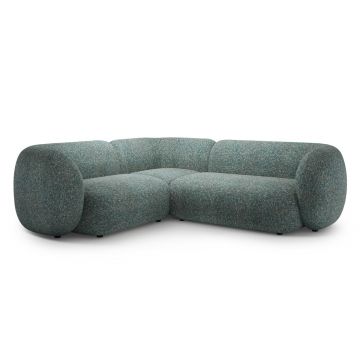 Coltar stanga 4 locuri, Kate, Micadoni, 252x220x76 cm, tesatura structurata, albastru melanj