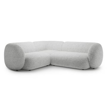 Coltar stanga 4 locuri, Kate, Micadoni, 252x220x76 cm, tesatura structurata, gri deschis melanj