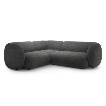 Coltar stanga 4 locuri, Kate, Micadoni, 252x220x76 cm, tesatura structurata, gri inchis melanj