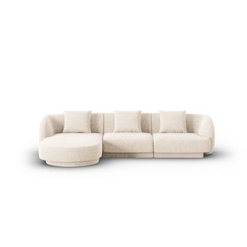 Coltar stanga 4 locuri, Tulum, Cosmopolitan Design, 255x156x70 cm, tesatura chenille, bej deschis