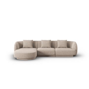 Coltar stanga 4 locuri, Tulum, Cosmopolitan Design, 255x156x70 cm, tesatura chenille, bej