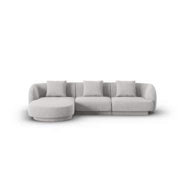 Coltar stanga 4 locuri, Tulum, Cosmopolitan Design, 255x156x70 cm, tesatura chenille, gri deschis