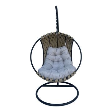 Balansoar Makito, Negru, PVC, Bej-Gri, 100x105x195 cm