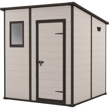 Casuta de gradina, Keter, Bej, 6x6, colectie Manor, usa dubla, podea, ferestre, ventilatie, ranforsare metalica