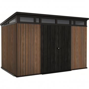 Casuta de gradina, Keter, Maro Venetian, 11x7, colectie Signature, usa dubla, ferestre, ventilatie, ranforsare metalica