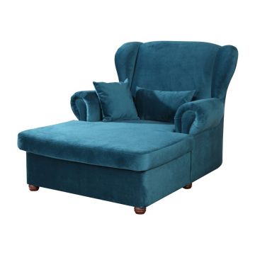 Șezlong albastru cu tapițerie din catifea Lord – Ropez