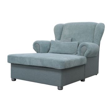 Șezlong albastru prăfuit cu tapițerie din catifea reiată Lord – Ropez