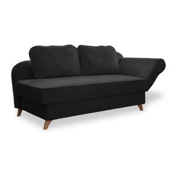 Șezlong gri antracit cu tapițerie din catifea reiată (cu colț pe partea dreaptă) Chic Charlotte – Miuform