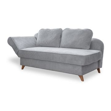 Șezlong gri deschis cu tapițerie din catifea reiată (cu colț pe partea stângă) Chic Charlotte – Miuform