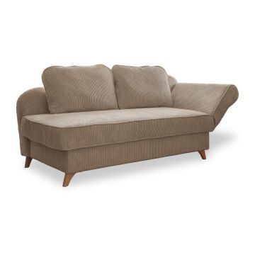 Șezlong taupe cu tapițerie din catifea reiată (cu colț pe partea dreaptă) Chic Charlotte – Miuform