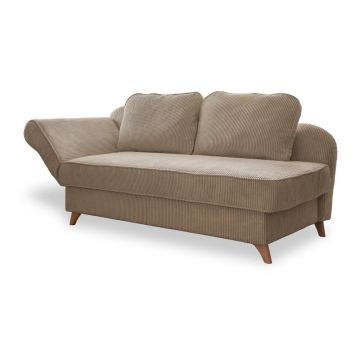 Șezlong taupe cu tapițerie din catifea reiată (cu colț pe partea stângă) Chic Charlotte – Miuform