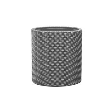 Ghiveci cilindric Curver S, imitatie rattan, gri, 17197833