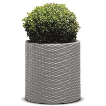 Ghiveci cilindric imitatie ratan Cylinder M, gri