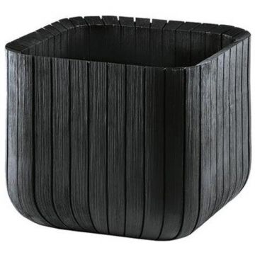 Ghiveci Curver Cube M, imitatie lemn, negru, 17202066902