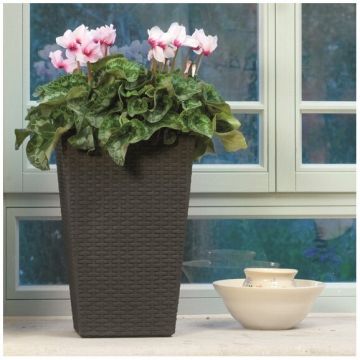 Ghiveci imitatie ratan fara farfurie Rattan S, 23.6 L, maro