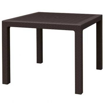 Masa de gradina, imitatie ratan, Keter, patrata, maro, Melody Quartet, 95x95x74.5 cm