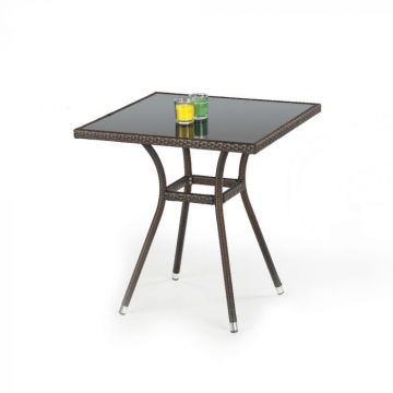 Masa de gradina MOBIL, ratan, maro inchis, 70x70x74 cm