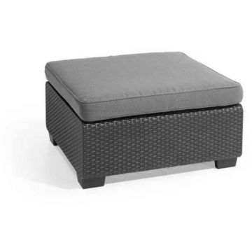 Masuta de terasa, imitatie ratan, Keter, pentru relaxare, graphite, Salta, cu pernuta, dimensiuni 70x70x30 cm
