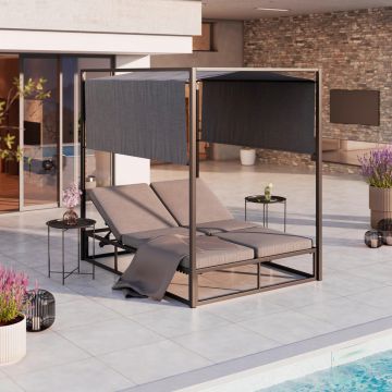 PAT DE GRĂDINĂ CU BALDACHIN 200/196/148 cm