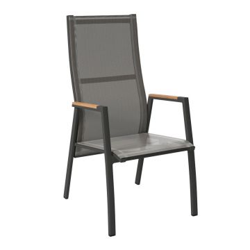 SCAUN DE GRĂDINĂ in lemn, metal, textil antracit, gri închis