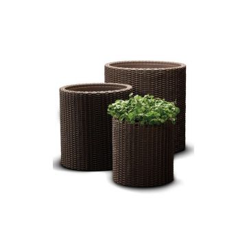 Set 3 ghivece Keter Cylinder S M L, maro, 17197934521