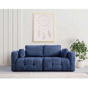 Canapea 2 locuri, Atelier del Sofa, 560ARE4129, Lemn de fag / PAL, Albastru navy