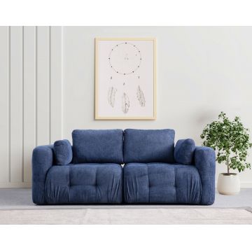 Canapea 2 locuri, Atelier del Sofa, 560ARE4129, Lemn de fag / PAL, Albastru navy
