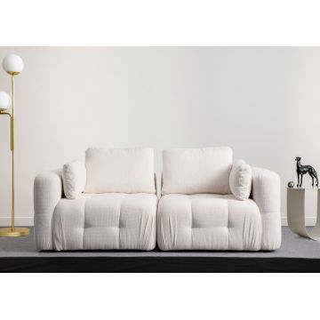 Canapea 2 locuri, Atelier del Sofa, 560ARE4143, Lemn de fag / PAL, Alb