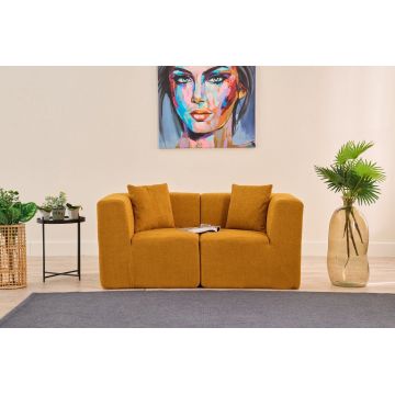 Canapea 2 locuri, Atelier del Sofa, 825BLC5408, Tesatura Chenille, Portocaliu